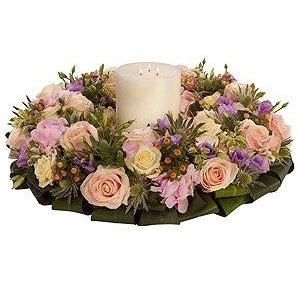 Pastel Wreath and Candle.